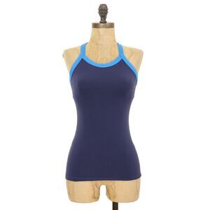 LULULEMON Ujjayi Power Y Racerback Tank Top Size 4 Blue Back Pocket EUC B59